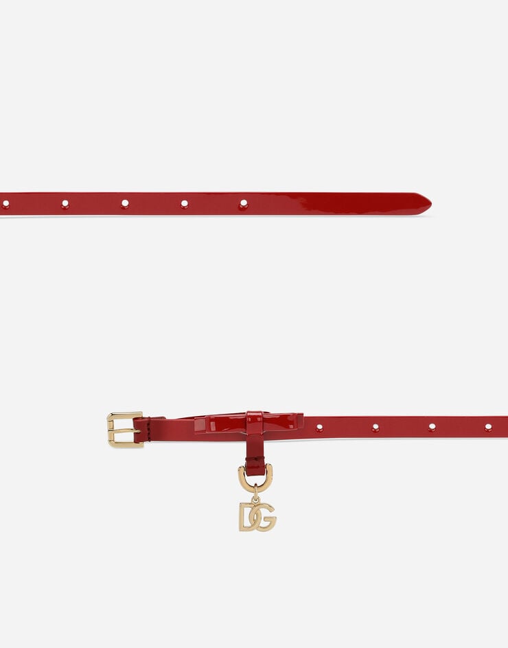 Dolce & Gabbana Cinturón de charol con lazo y logotipo DG Rojo EE0067A1471