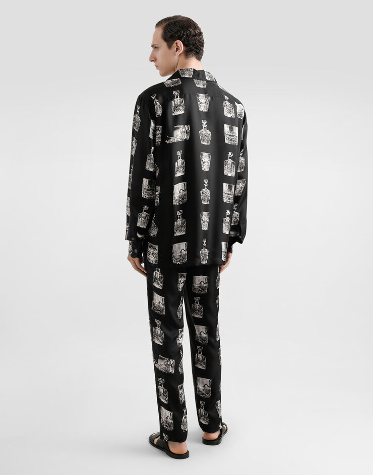 Dolce & Gabbana Silk pajama pants with whisky print Print GVCRATHI1V0