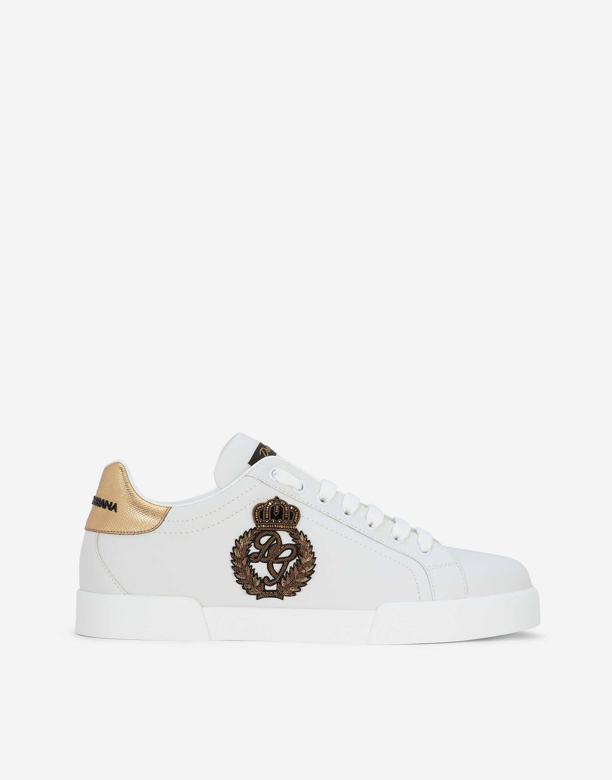 Dolce & Gabbana Calfskin nappa Portofino sneakers with crown patch WHITE CS1558B5814