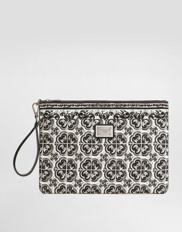 Dolce & Gabbana Majolica-print canvas clutch bag Multicolor BM2296AG086