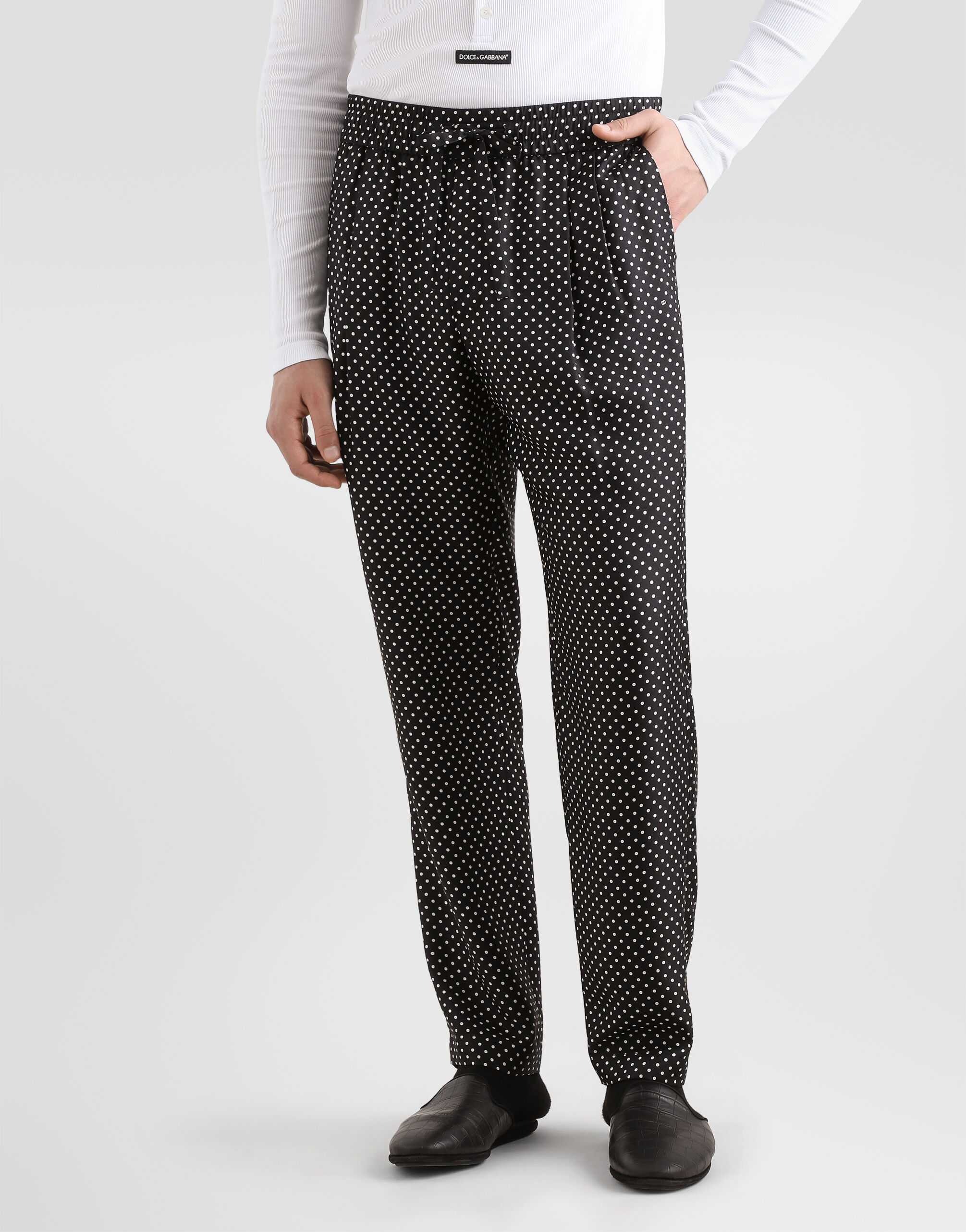 Polka dot-print silk twill trousers - thumbnail 5