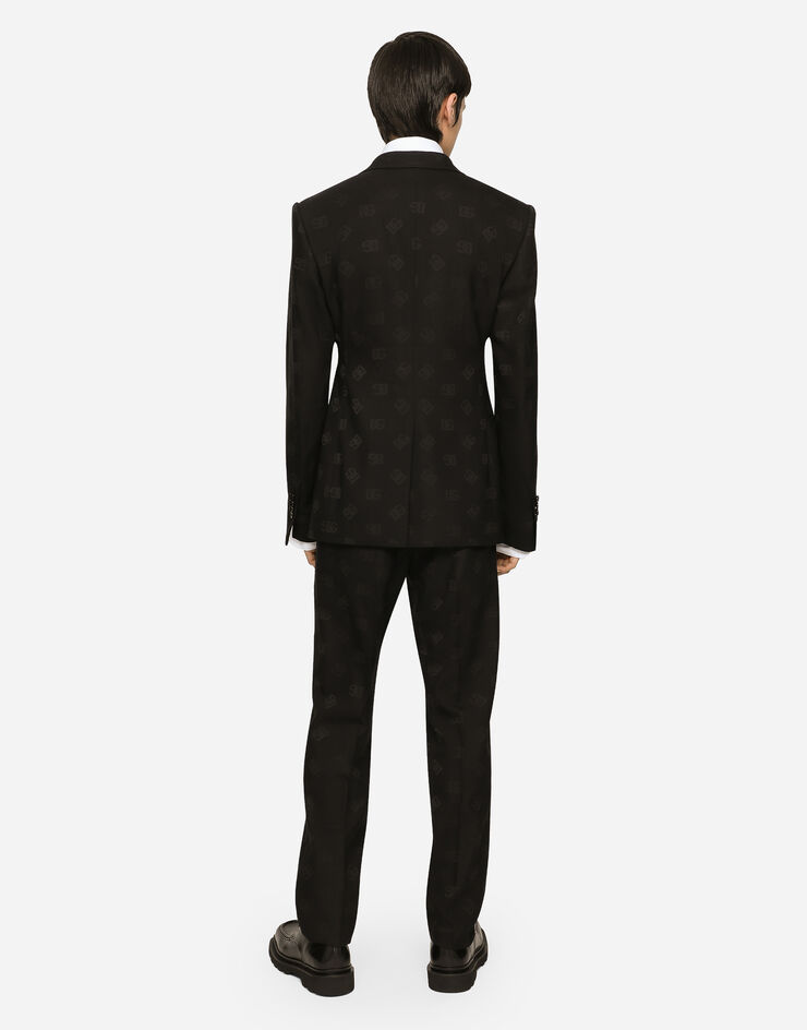 Dolce&Gabbana Single-breasted wool Sicilia-fit jacket with jacquard DG detailing Black G2RQ2TFJBAK