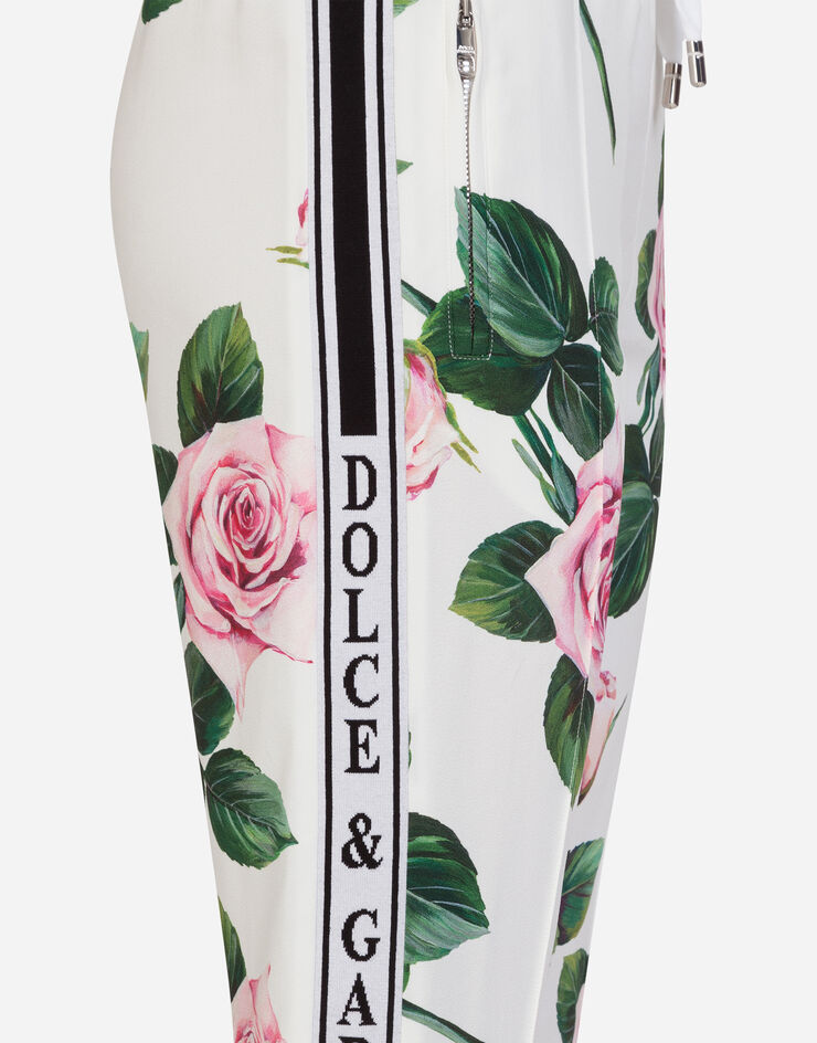 Dolce & Gabbana CADY FABRIC TROPICAL ROSE PRINT JOGGING PANTS BLUMENPRINT FTA1DTFSRMB