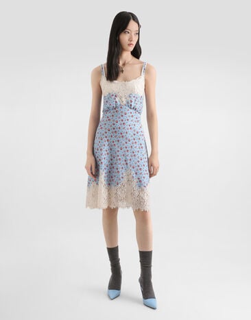 Dolce & Gabbana Small rose-print habotai dress Multicolor F60F7TIS10J