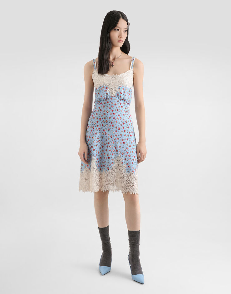 Dolce & Gabbana Small rose-print habotai dress Multicolor F60F7TIS10J