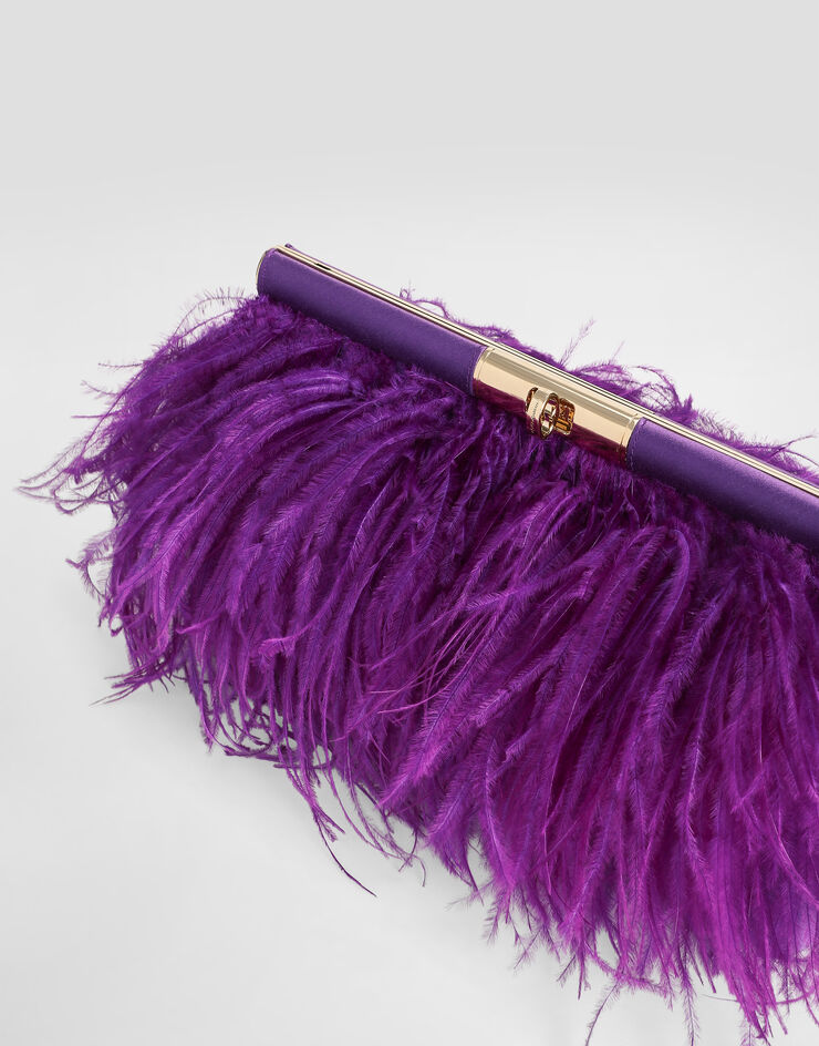 Dolce & Gabbana Marlene satin and feather shoulder bag Purple BB7672AO216