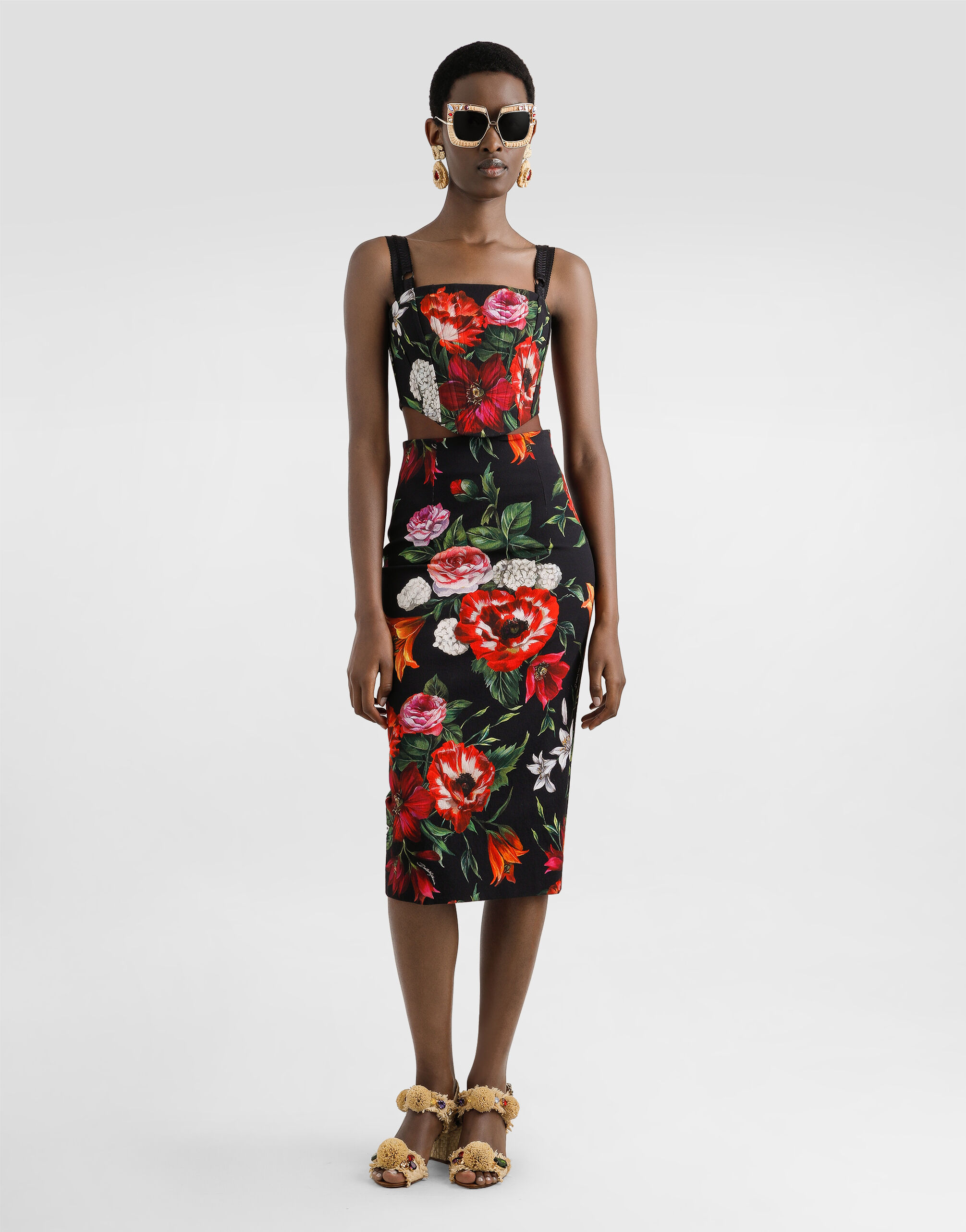 Flower-print midi skirt in Print for Women | Dolce&Gabbana® US