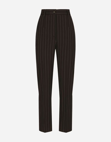 Dolce&Gabbana Pantalón de talle alto de lana con rayas diplomáticas Multicolor FTAM2TFRBC2