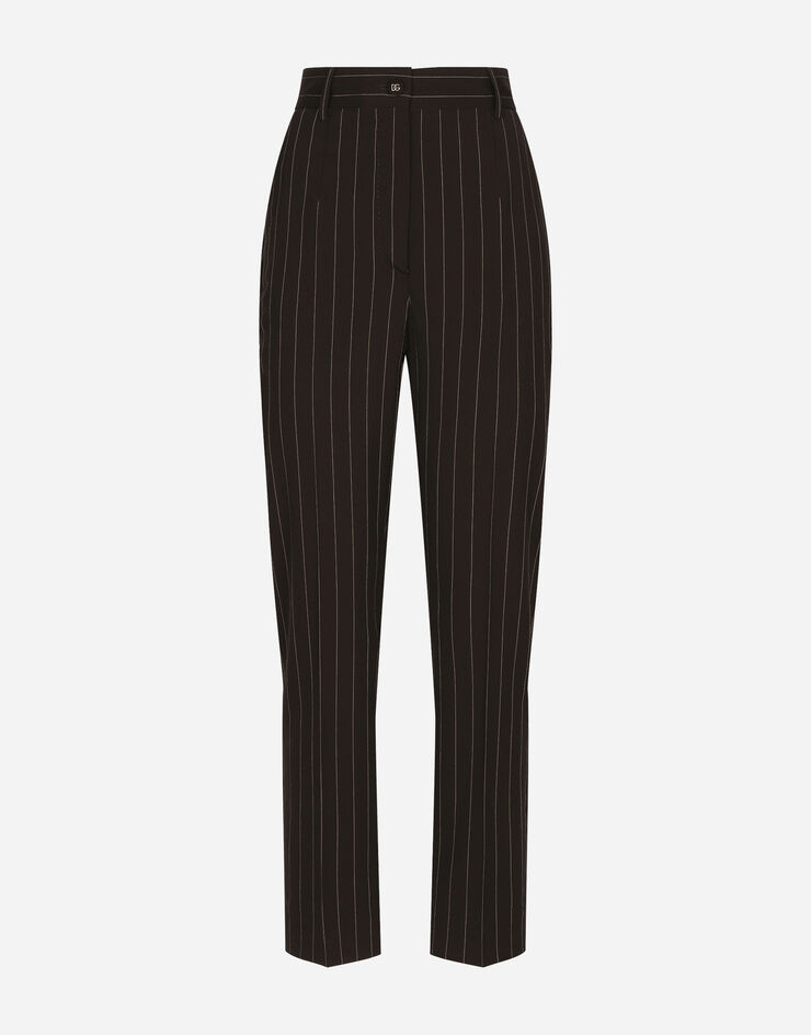 Dolce&Gabbana Pantalón de talle alto de lana con rayas diplomáticas Multicolor FTAM2TFRBC2