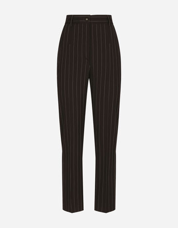 Dolce & Gabbana High-waisted pinstripe wool pants Print FTC3HTHS5Q0