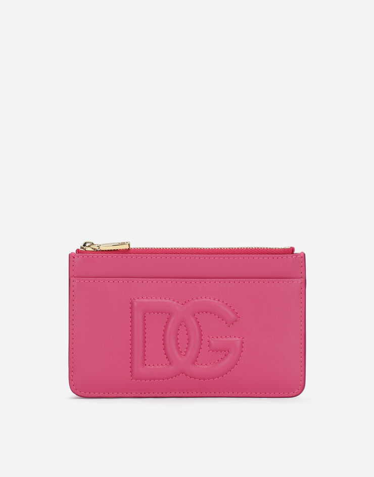 Dolce & Gabbana Tarjetero DG Logo mediano en piel de becerro Lila BI1261AG081