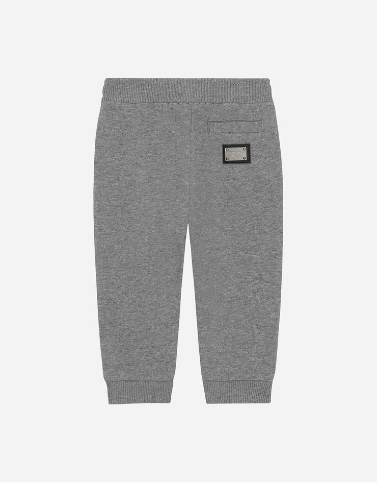 DolceGabbanaSpa Pantaloni jogging in jersey con placca logo Grigio L1JPT0G7I2P