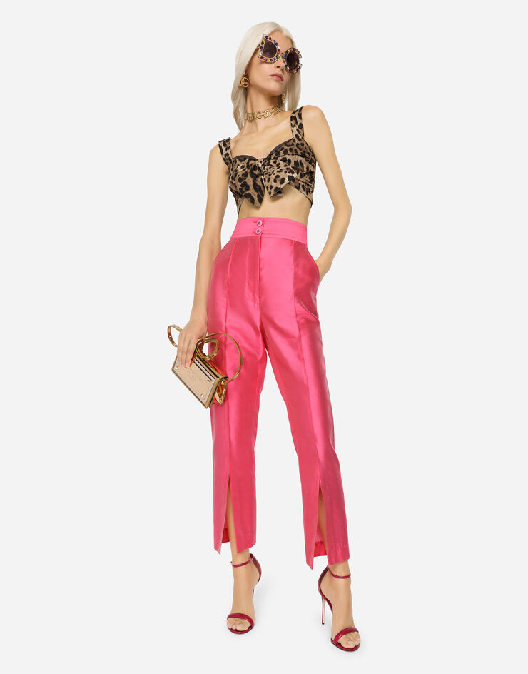 Dolce & Gabbana Poplin top with leopard print Multicolor F74H5THS5E3