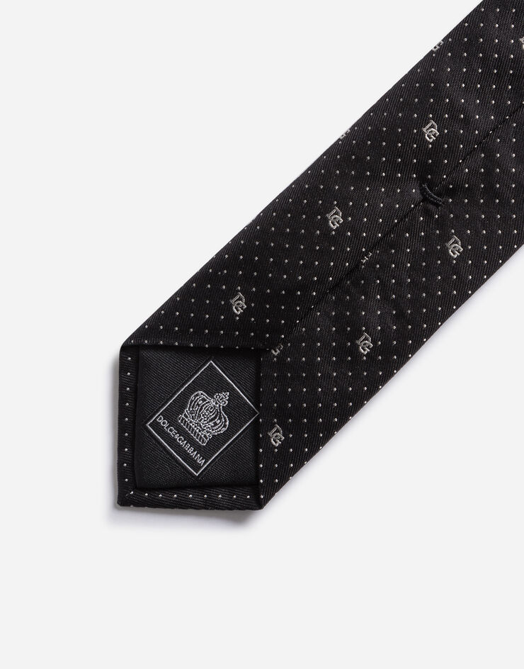 Dolce & Gabbana Silk blade tie with polka-dot design and DG logo (6 cm) Black GT149EG0JMO