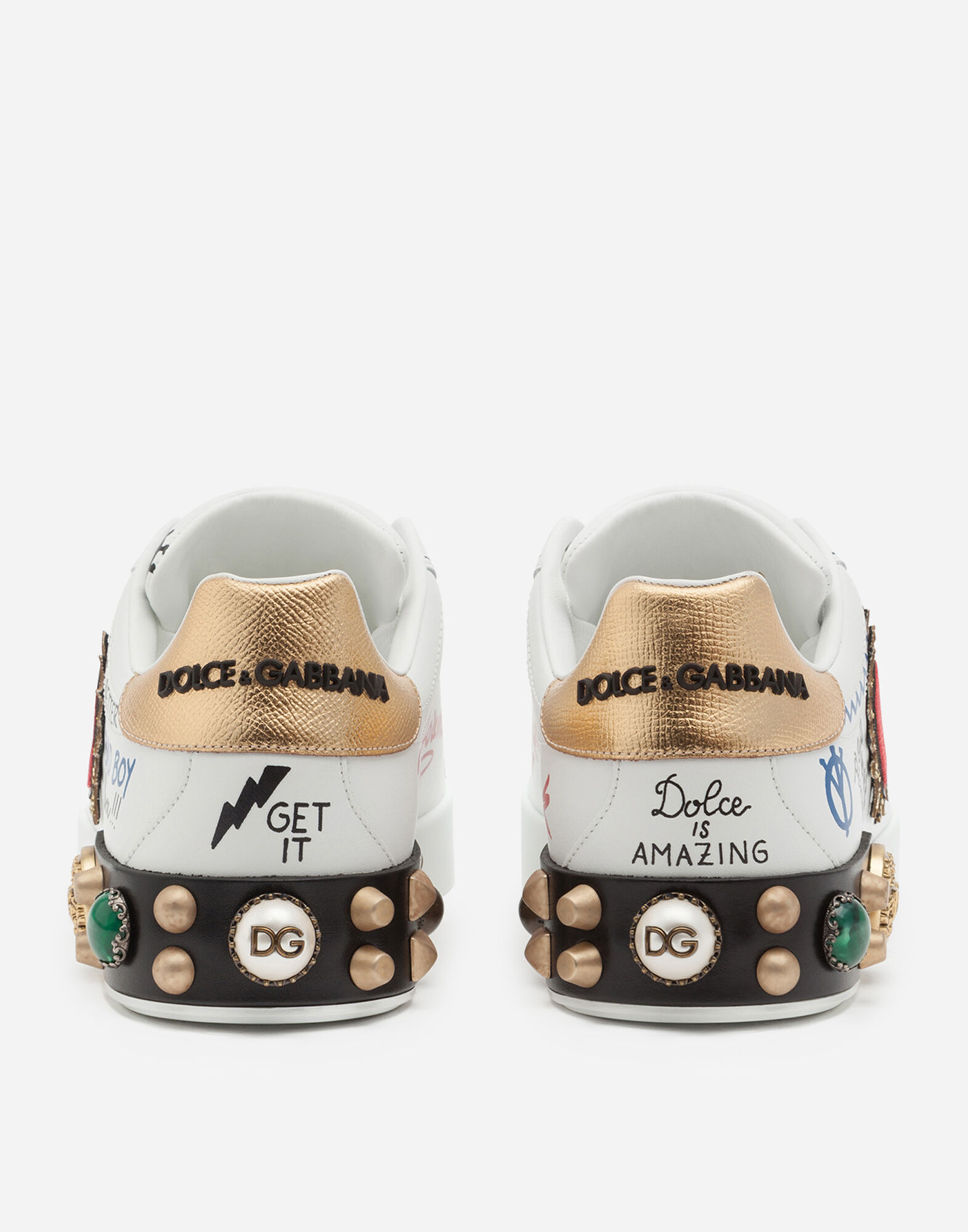 【Dolce&Gabbana】DGロゴ ロートップ スニーカー マルチカラー マルチカラーのメンズ SNEAKERS IN LEATHER WITH APPLICATION