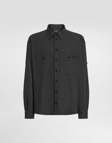 Dolce & Gabbana Mélange wool mat shirt Grey G5NI3TFURNC