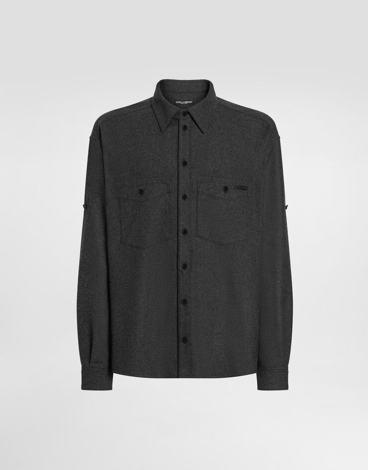 Dolce & Gabbana Mélange wool mat shirt Grey G5NI3TFURNC