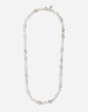 Dolce & Gabbana Collar largo Anna en oro blanco de 18 kt con topacios incoloros Blanco WNQA3GWTPCO