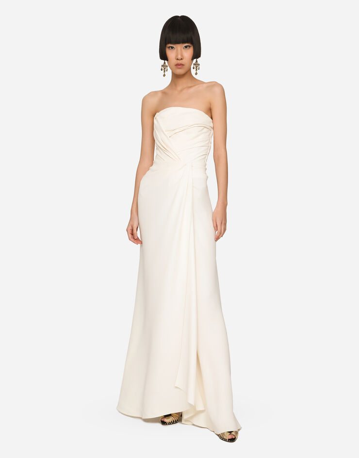 Dolce & Gabbana Long sable dress with side slit BLANCO F6K3GTFU1OA
