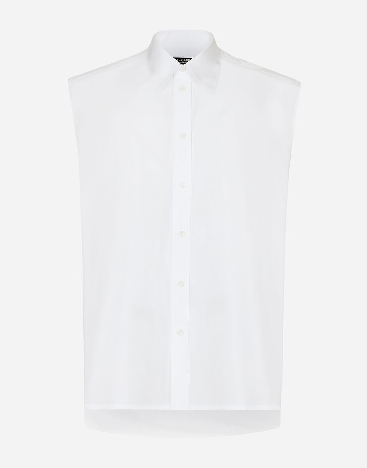 Dolce & Gabbana Ärmelloses Oversize-Hemd aus Popeline White G5LV1TFU5T9