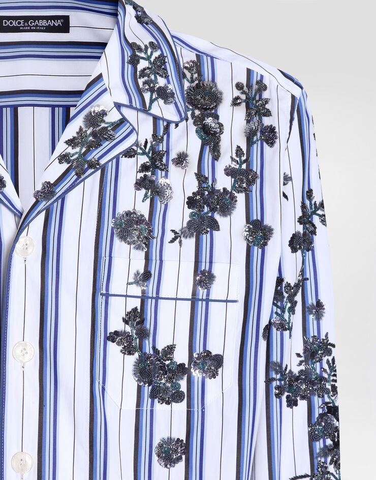 Dolce & Gabbana Cotton and silk vanity shirt with embroidery Multicolor G5OL9ZGK391