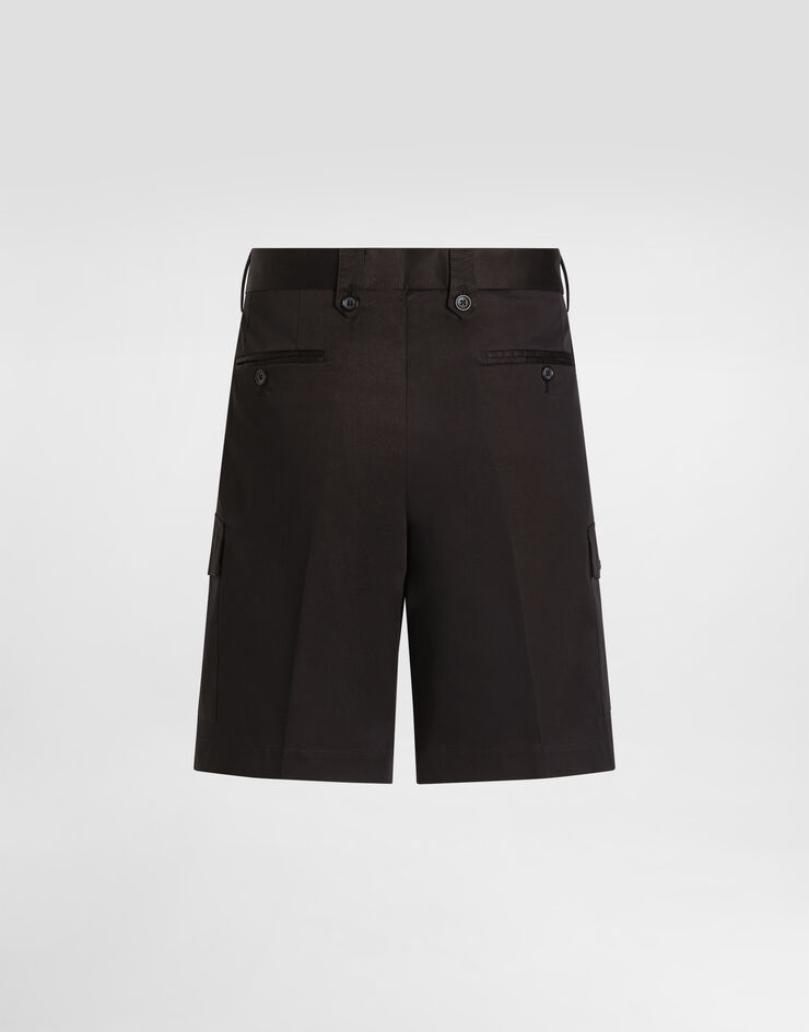 Dolce&Gabbana Bermuda cargo en gabardine stretch avec plaquette à logo Bleu GW3JATFUFJR