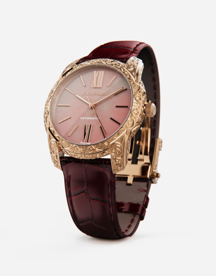 Dolce & Gabbana DG7 Gattopardo watch in red gold with pink mother of pearl Bordeaux WWJE1GWSB04