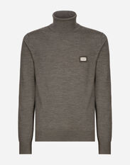 Dolce & Gabbana Wool turtle-neck sweater with branded tag Grey GXX03TJBSIM
