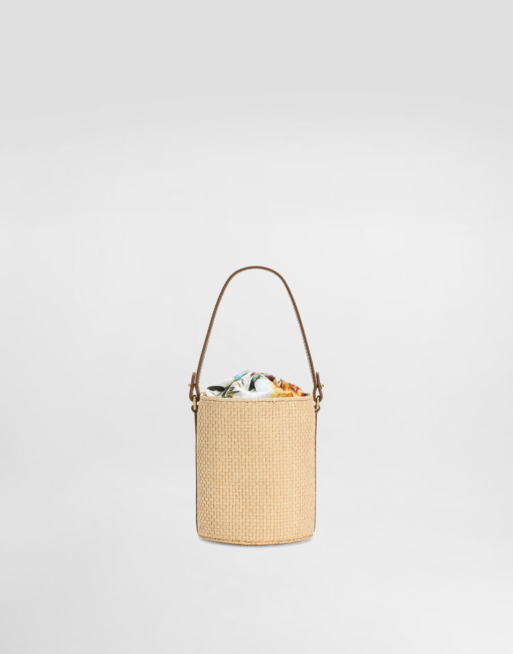 Dolce & Gabbana Straw and nappa calfskin coffa bag Print EB0266AU095