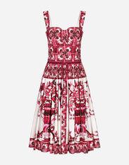 Dolce & Gabbana Bustier midi dress in Majolica-print poplin Fuchsia BB6003A1001
