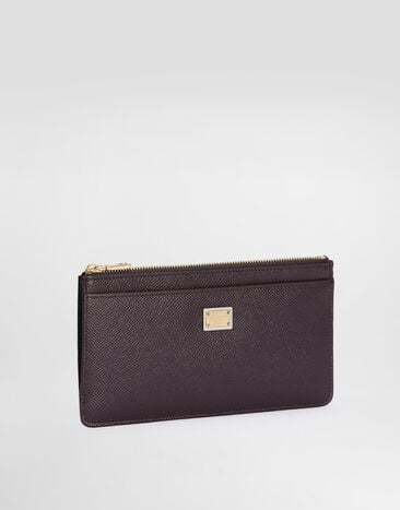 Dolce & Gabbana Large calfskin card holder with branded plate Bordeaux BI1265A1001