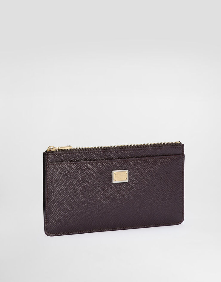 Dolce & Gabbana Portacarte grande in pelle di vitello con targhetta logata Viola BI1265A1001