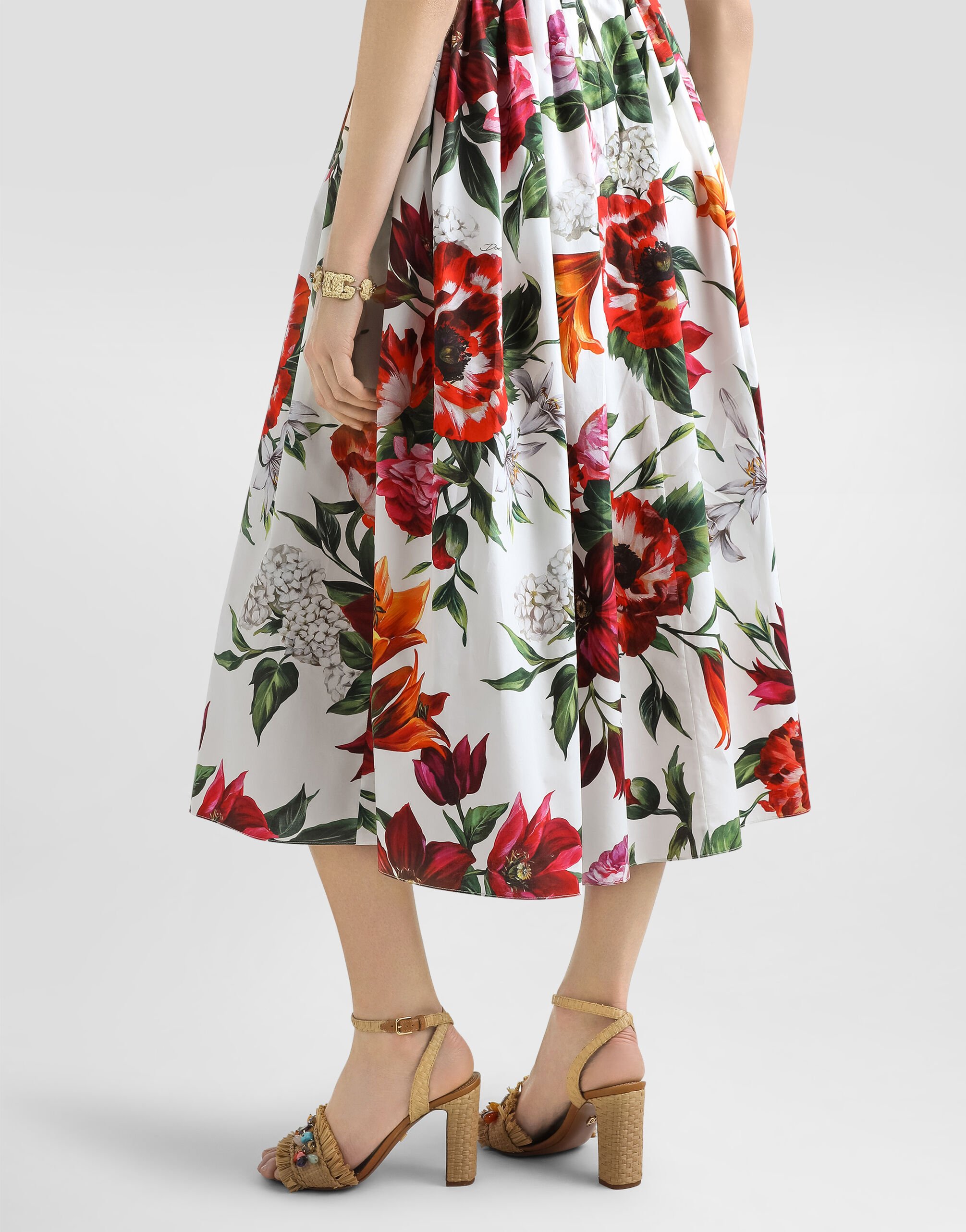 ワンピース Dolce & Gabbana Poplin Sleeveless Dress Dolce & Gabbana - Draped Poppy Print Poplin Midi Dress