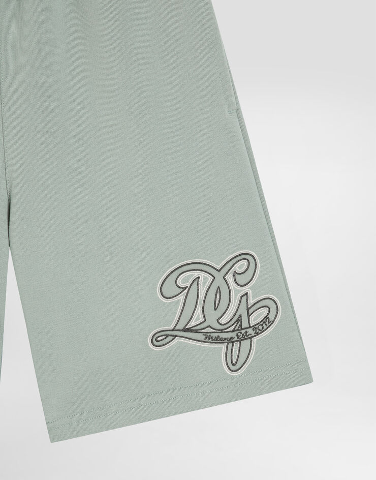 Dolce & Gabbana Fleece bermuda shorts with DG canvas embroidery Dolce & Gabbana Fleece bermuda shorts with DG canvas embroidery Green L4JQXBG7PRP