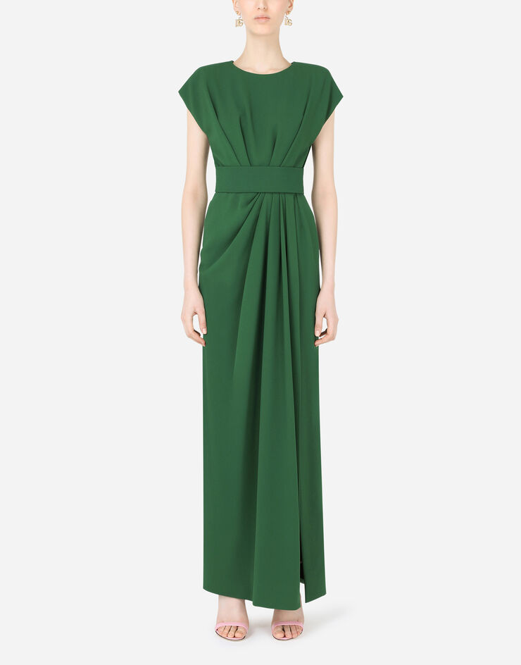 Dolce & Gabbana Abito lungo in cady con spacco laterale Verde F6K3TTFUIAH