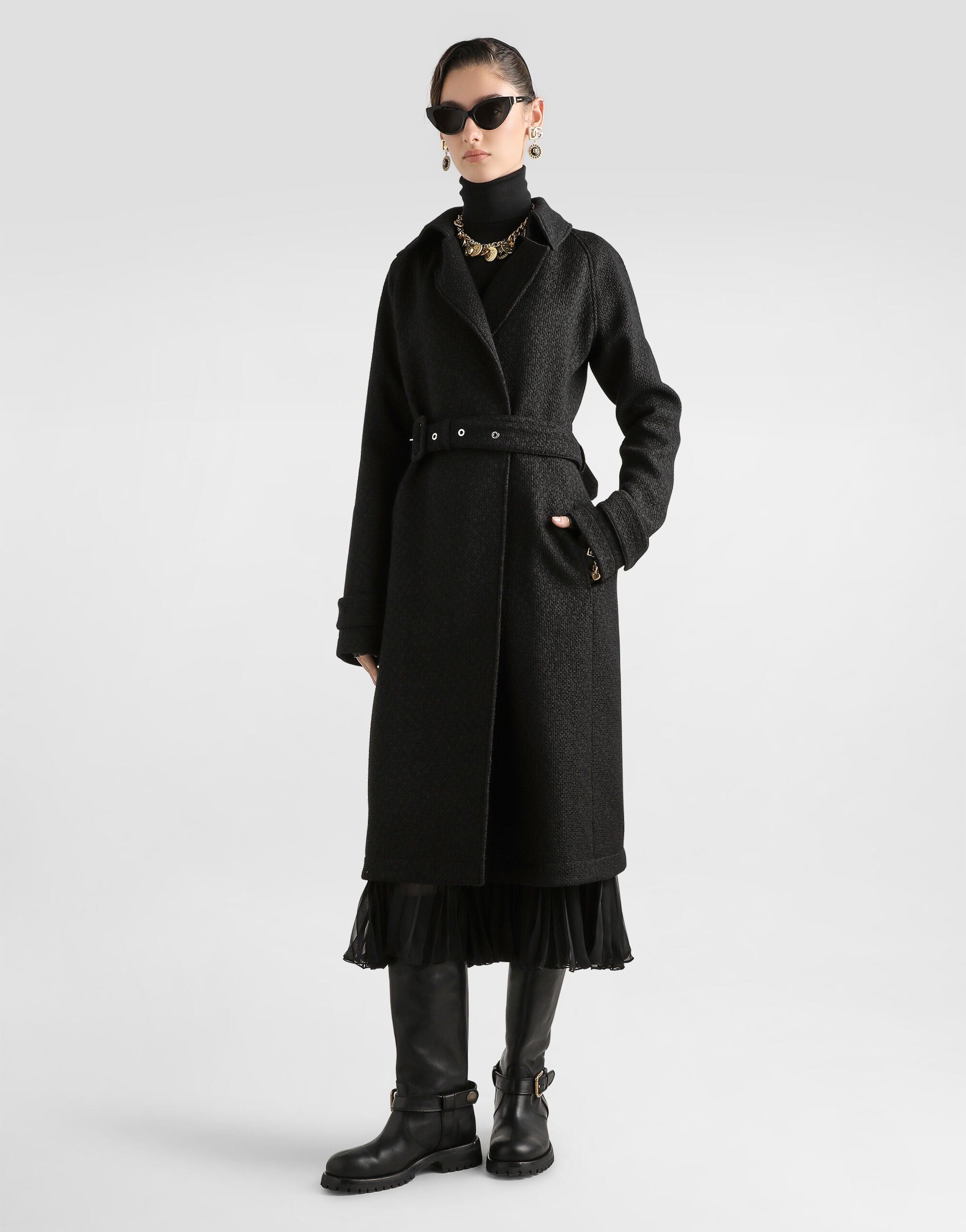 Dolce & Gabbanaツイードコート Blackのウィメンズ ツイード トレンチコート | Dolce&Gabbana®