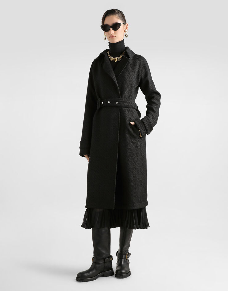 Dolce & Gabbana Tweed trench coat Black F0W3GTHUMUA