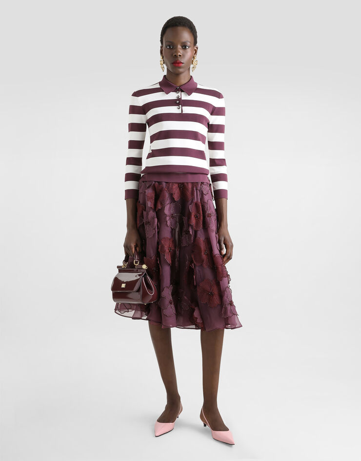 Dolce & Gabbana Falda plato midi de organza con bordado de flores Multicolor F4C1DZGDCTV