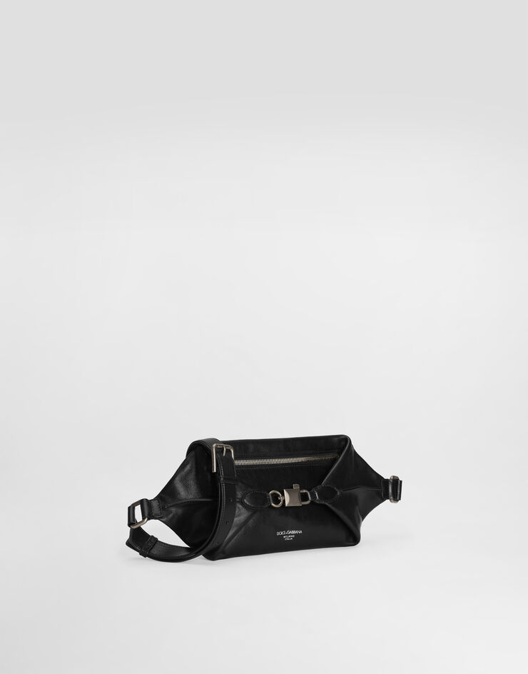 Dolce & Gabbana Lock belt bag in tempesta calfskin Black BM2188AU994