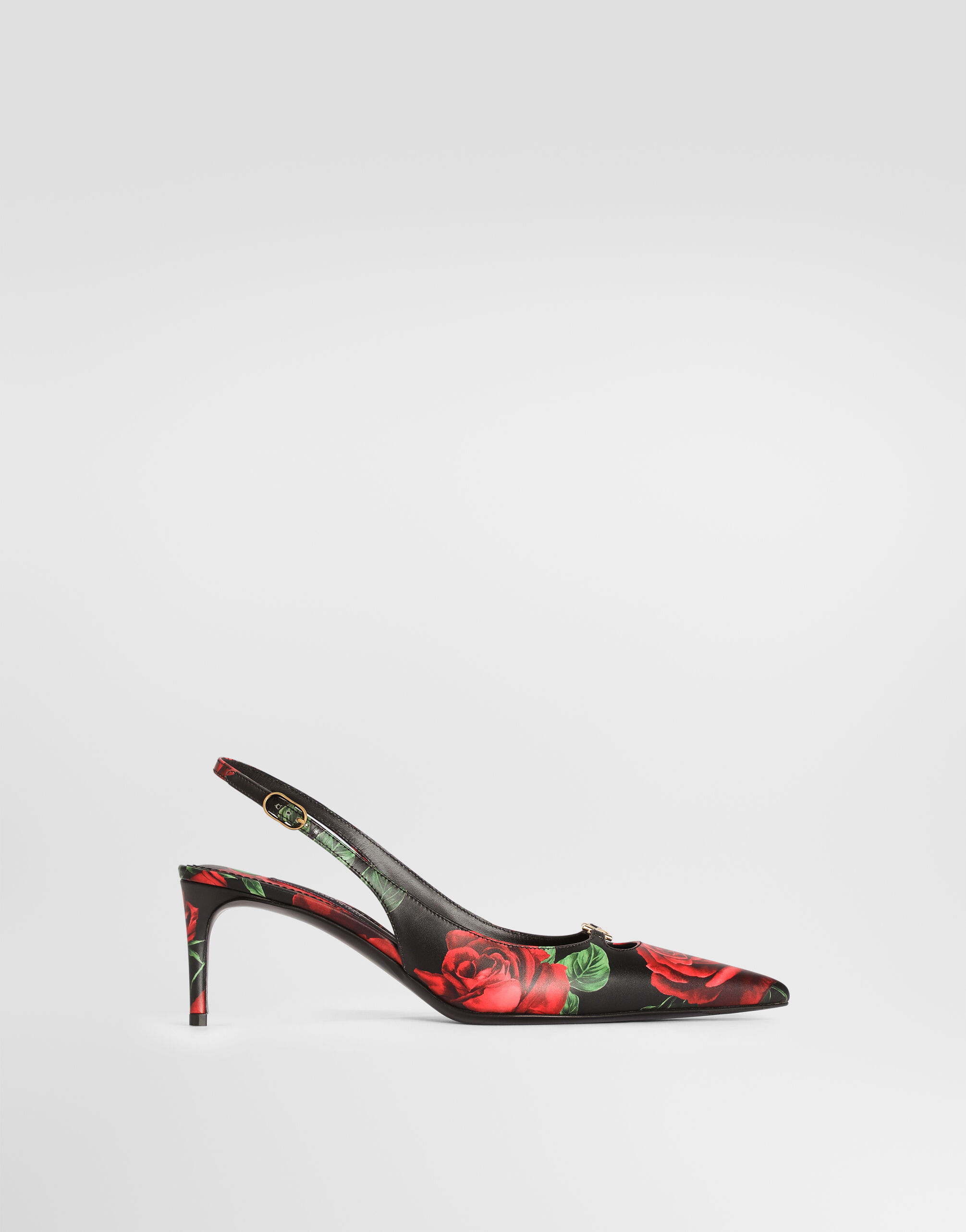 ★ 赤字処分 本物 DOLCE&GABBANA ドルガバ D&G エスパドリーユ Rose-print calfskin slingbacks in Multicolor for Women