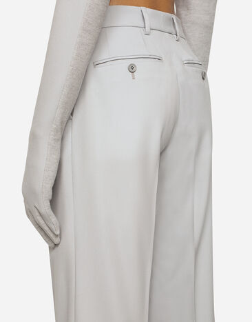Dolce & Gabbana Pantalon jambe droite en sergé de laine stretch Gris GYZMHTGH054