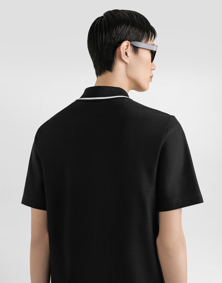 Dolce & Gabbana Polo de piqué de algodón Negro G8SN2ZHU7UT