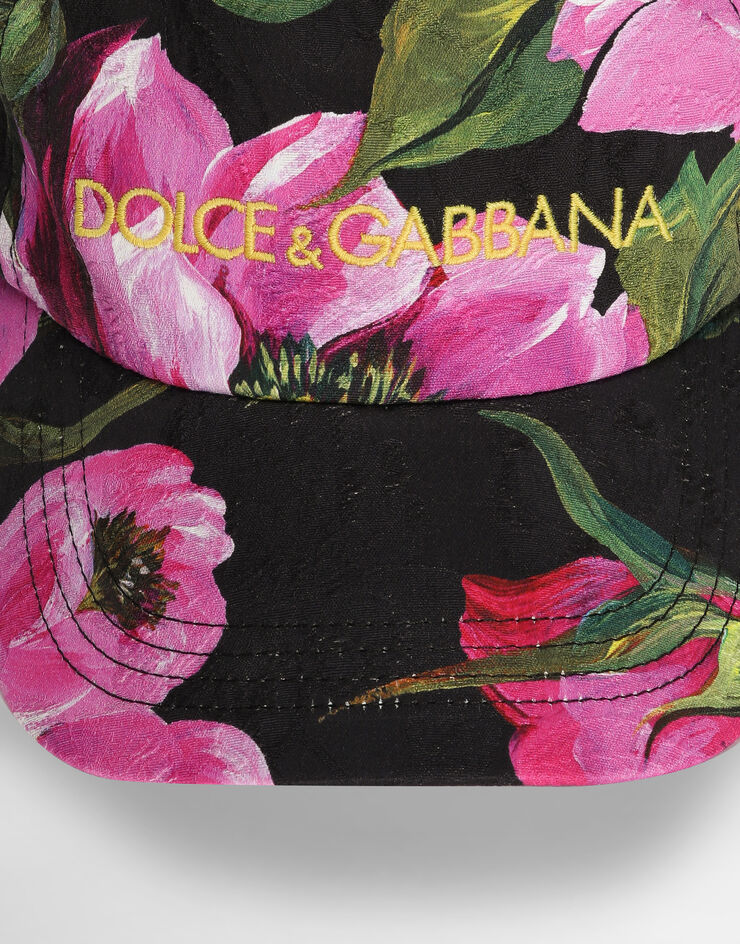Dolce & Gabbana كاب بيسبول من جاكار قطني بطبعة زهرة الفاوانيا وتطريز شعار Dolce&Gabbana مطبعة FH667ZFSFN9