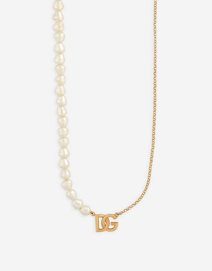 Dolce & Gabbana Gliederhalskette mit Perlen und DG-Logo Gold WNP2P1W1111