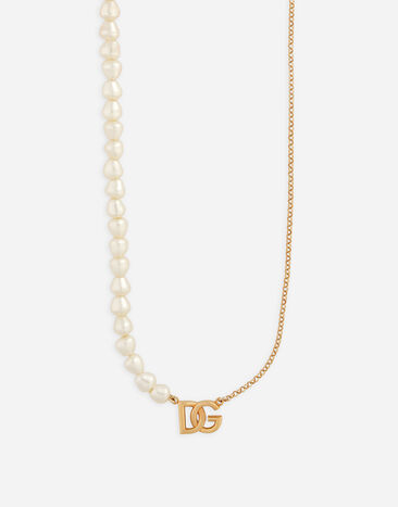 Dolce & Gabbana Link necklace with pearls and DG logo Gold WNQ2X1W1111