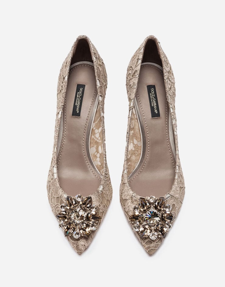 Dolce & Gabbana Lace rainbow pumps with brooch detailing Beige CD0066AL198