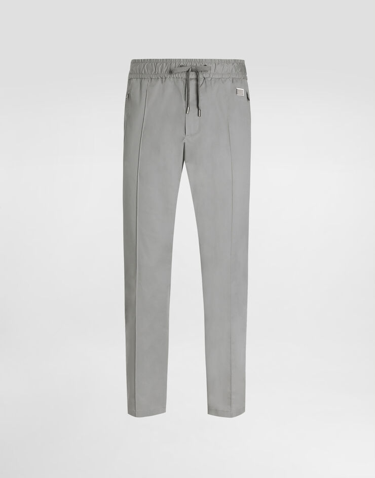 Dolce & Gabbana Pantalón de chándal de algodón con placa Gris GYACETFUFNV