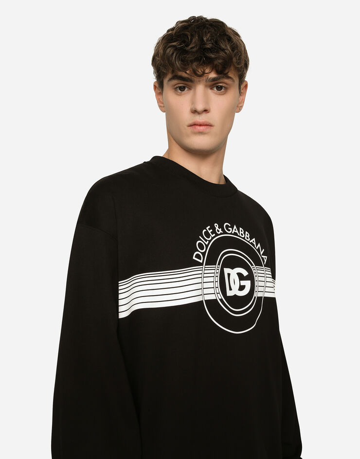 Dolce&Gabbana Sweat-shirt en jersey à imprimé logo DG Noir G9AHSTG7J6C