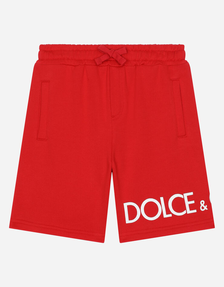 Dolce & Gabbana Jersey jogging shorts with logo print Red L4JQP2G7IXP