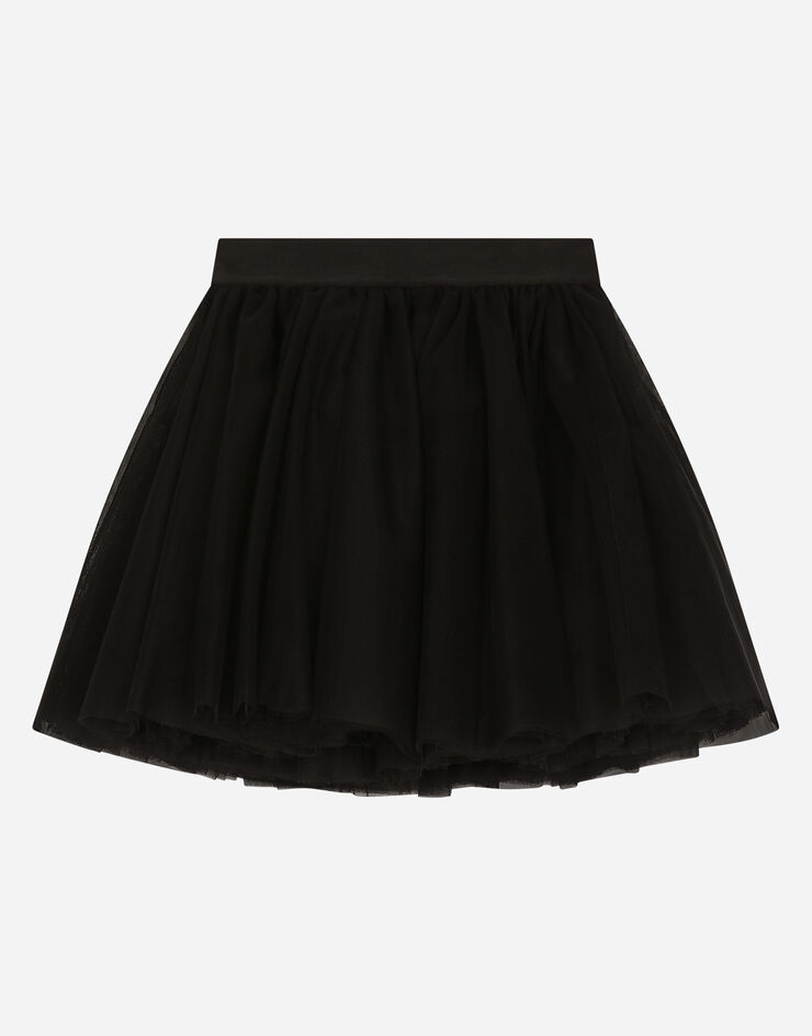 Dolce & Gabbana Jupe midi en tulle avec élastique à logo Noir L54I59HLM0U